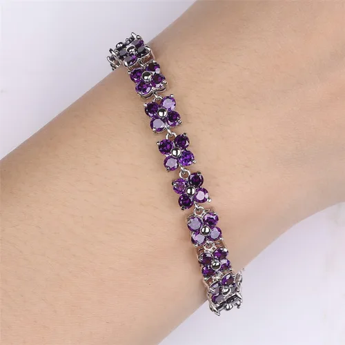 Vista 10 de GULICX - Pulsera de tenis con cristales de Swarovski y cristales redondos chapados en oro