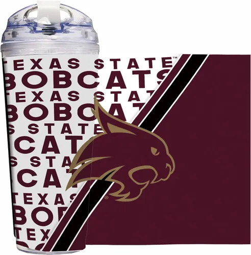 Vista 100 de Rico Industries Taza acrílica NCAA estándar de 24 onzas con tapa con bisagra, taza de doble pared oficialmente licenciada con pajita