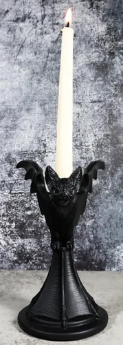 Vista 7 de Ebros Gift Mystical Wicca Gárgola Gárgola negra gótica vampiro sangre murciélago sanguijuelas Vespertilio Candelabro Figura 7.25 pulgadas de alto