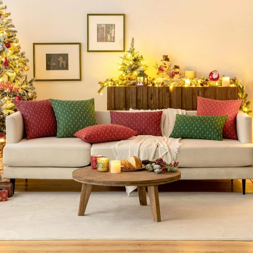 Vista 67 de MIULEE - Juego de 2 fundas de almohada decorativas de lino de arpillera navideñas, modernas, estilo campestre, rústicas, tejidas, con textura