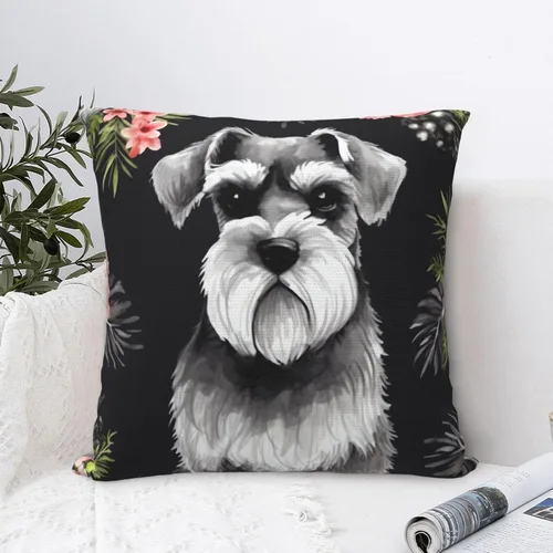 Vista 4 de Schnauzer Print Decorative Throw Pillows Covers Soft Square Pillow Case Plush Cushion Cover for Sofa Bedroom 26"x26