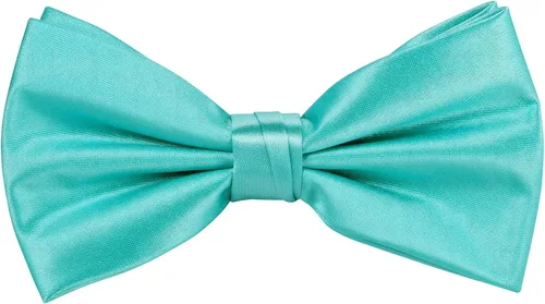 Vista 4 de TIE G 5pcs Tie Set in WHITE OR BLACK GIFT BOX: Solid Color Necktie, Satin Bow Tie, Pocket Square, Lapel, Cuff Links A-aqua