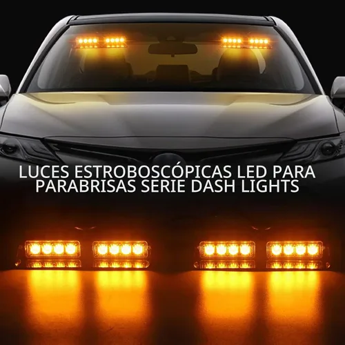 Vista 2 de XRIDONSEN Luces estroboscópicas de emergencia 2 en 1 para tablero e interior de parabrisas, luces parpadeantes de seguridad y advertencia color Ámbar