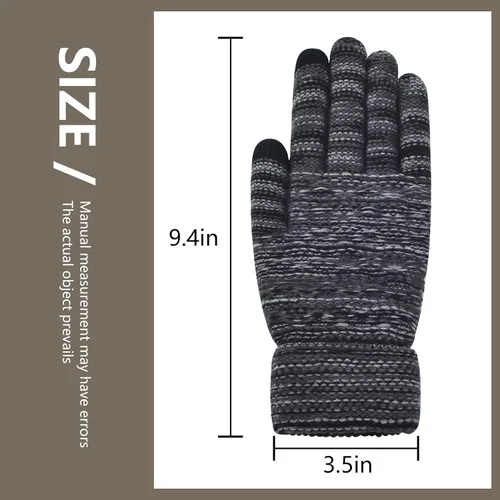 Vista 30 de Guantes de invierno cálidos para pantalla táctil para mujer, guantes térmicos de punto de lana con forro polar para clima frío