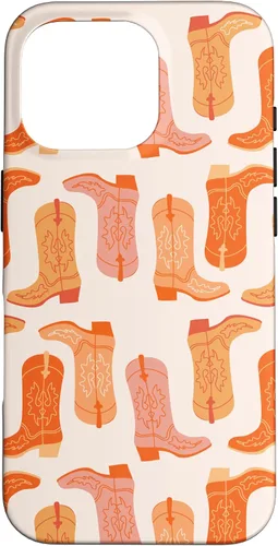 Vista 20 de Cowboy Boot Illustration Preppy Western in Orange Case for iPhone 17