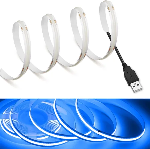 Vista 30 de MDee】Tira de luces LED COB de 3000K blanco cálido 1.64 pies/0.5m 5V cinta de luces LED flexibles CRI 90+ 800LM/m 320LEDs/m para decoración