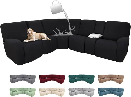 Vista 44 de Fundas de sofá reclinable seccional 100% impermeables para sofá reclinable en forma de L, funda de sofá modular de esquina en forma de L, fundas