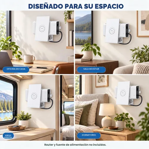 Vista 6 de XLTTYWL® Soporte de pared 2 en 1 para enrutador Starlink V5 y fuente de Blanco