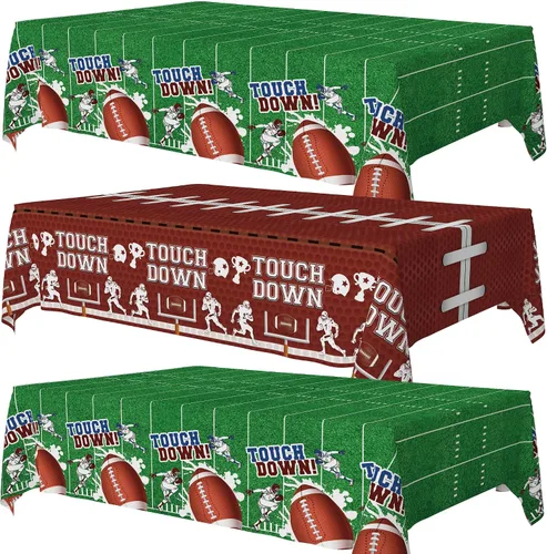 Vista 10 de KatchOn, XtraLarge - Mantel de fútbol – Paquete de 3 Decoraciones de fiesta de fútbol Mantel de campo de fútbol marrón Mantel de touchdown