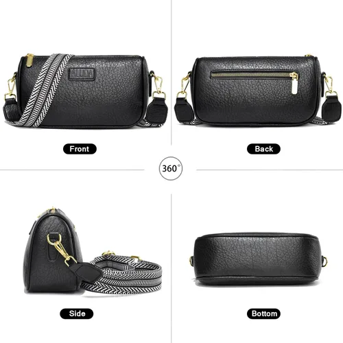 Vista 3 de Bolso cruzado pequeño para mujer, con correa ancha, diseño moderno, bolso cruzado y bolso con cremallera superior