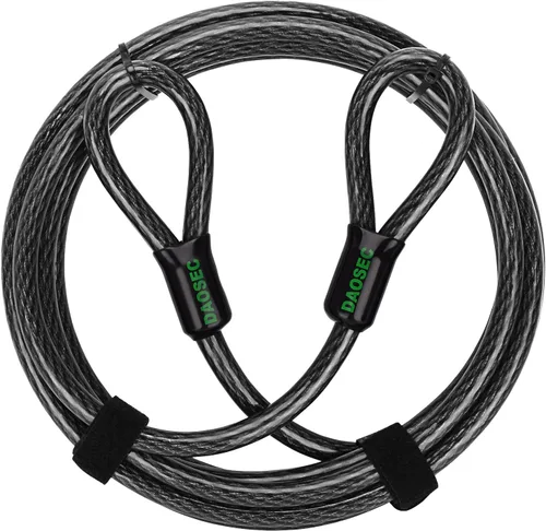 Vista 9 de Cable de seguridad de servicio pesado resistente a cortes de 7 pies x 1/2 pulgada Acero trenzado flexible recubierto de vinilo con extremos