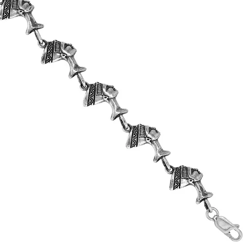 Vista 2 de Pulsera de plata esterlina con dije de reina egipcia Nefertiti, 7 pulgadas de largo, Metal