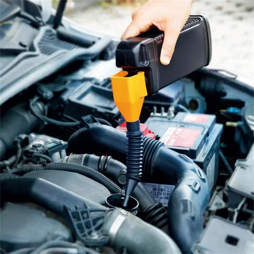 Vista 2 de Embudo de plástico retráctil para cambio de aceite para automóviles y motocicletas (A-Blue+White)