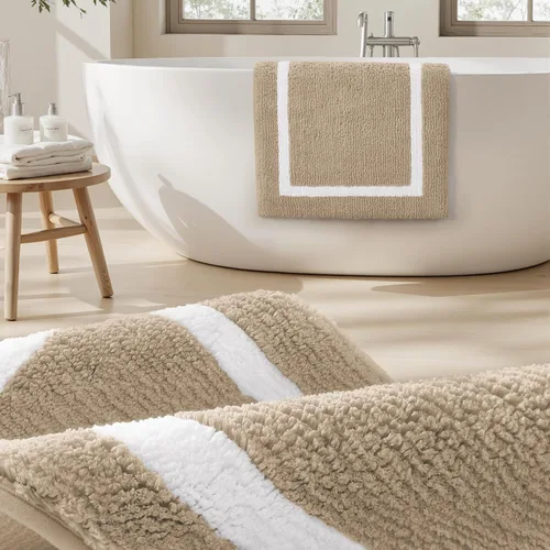 Vista 8 de HOMEIDEAS Juego de 2 alfombras de baño beige de 20 x 32 pulgadas + 16 x 24 pulgadas
