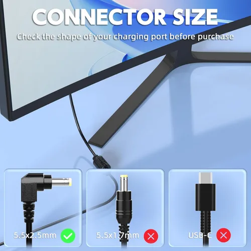 Vista 2 de Cable de alimentación de 90 W 19 V compatible con Westinghouse TV 24 32 40 42 46 pulgadas UW40TA2W UW40T8LW LED TV UW32SC1W UW32S3PW UW40TC1W