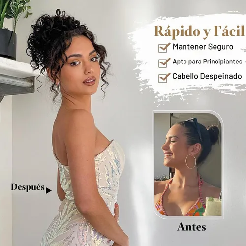 Vista 4 de Extensión de cola de caballo rizada con cordón para mujeres negras, extensión de cola de caballo con cordón, extensiones de cabello rizado para 2H30