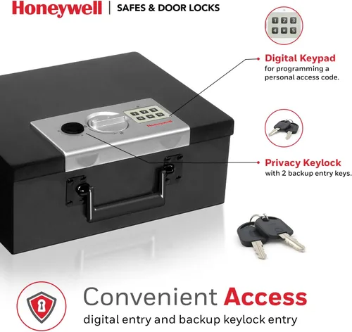 Vista 12 de Caja de seguridad de acero de Honeywell, modelo digital resistente al fuego, de 0.26 pies cúbicos, 6108