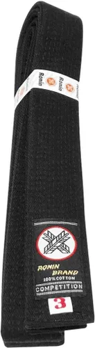 Vista 4 de Ronin Deluxe - Cinturón de algodón negro para karate, judo, tae kwon do, aikido, jujitsu artes marciales