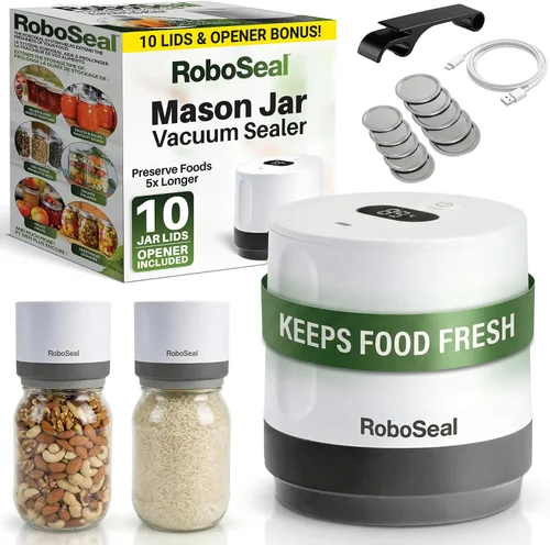 Vista 9 de Roboseal - Kit de sellado al vacío eléctrico para tarros Mason con 50 tapas