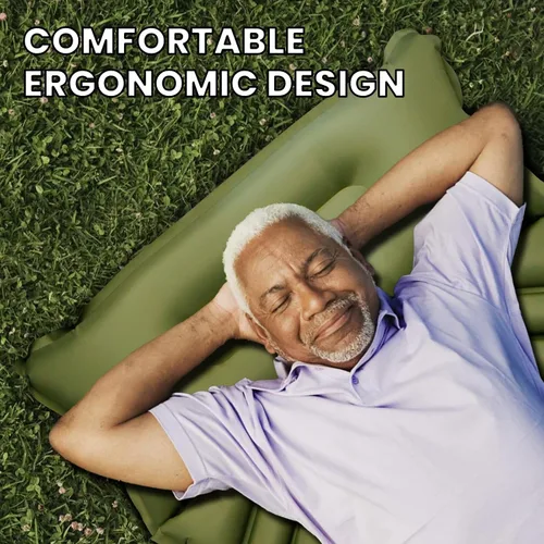 Vista 2 de Colchoneta inflable ultraligera con bomba de pie incorporada, colchón de aire duradero mejorado para camping, mochileros, senderismo, diseño