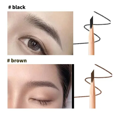 Vista 4 de Juego de lápices de cejas de madera impermeable con sacapuntas, delineador de cejas a prueba de manchas para mujeres