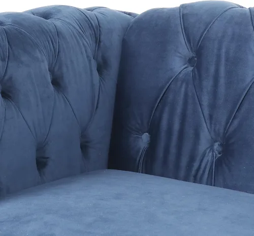 Vista 6 de RARZOE Chesterfield - Silla contemporánea de terciopelo Chesterfield, silla de club de terciopelo, silla Chesterfield con brazos enrollados de Azul