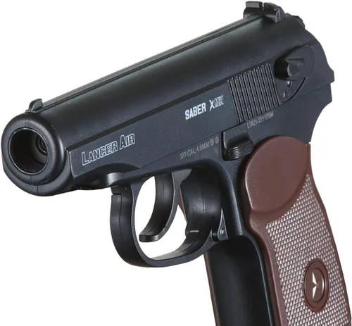 Vista 6 de Lancer Tactical Pistola de aire Saber XMK CO2 pistola de aire Makarych - 390 FPS con alta presión 0.42 oz y bolsa de metal BB- Paquete de 5