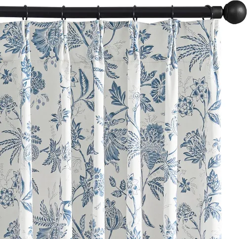 Vista 14 de jinchan Cortinas Opacas Florales para Dormitorio, 63 Pulgadas de Largo Cortinas Opacas con Estampado de Flores, Estilo Campo Francés con Pestañas