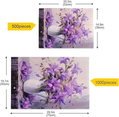 Vista 5 de Purple Flower Jigsaw Puzzles 500 Pieces for Adults with Mesh Storage Bag 2011816