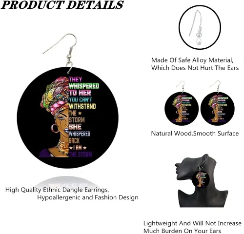 Vista 3 de Pendientes de nombre personalizados para mujer aretes colgantes personalizados para mujer personalidad africana niñas patrón pintado colgante