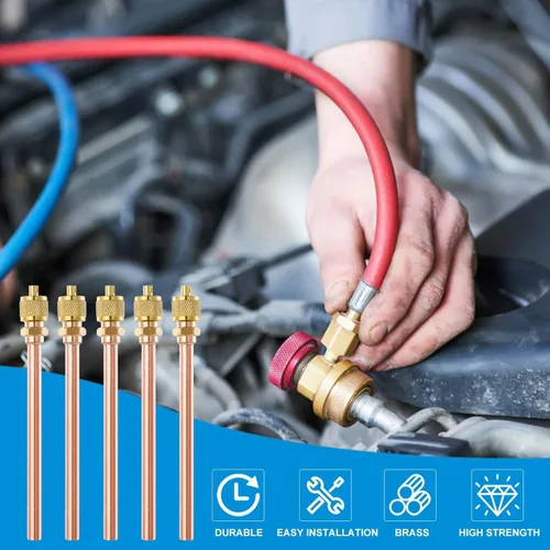 Vista 4 de Kit de válvulas de acceso de servicio, 20 piezas de válvula de servicio de acceso de 1/4 pulgadas SAE x 1/4 pulgadas de diámetro exterior x 2.5