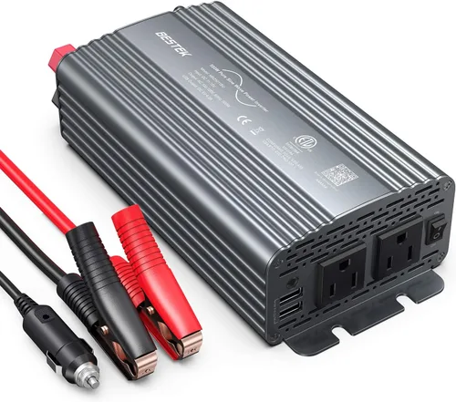 Vista 8 de BESTEK Inversor de corriente de onda sinusoidal pura de 500 W, CC 12 V a CA (2 tomas), cargador de coche de 110 V, convertidor de adaptador de 1 Rojo