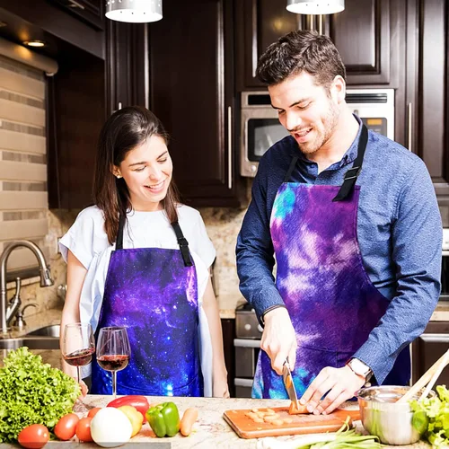 Vista 3 de Delantal Babero Ajustable Impermeable con 2 Bolsillos Delantales de Cocina para Mujeres Hombres Chef