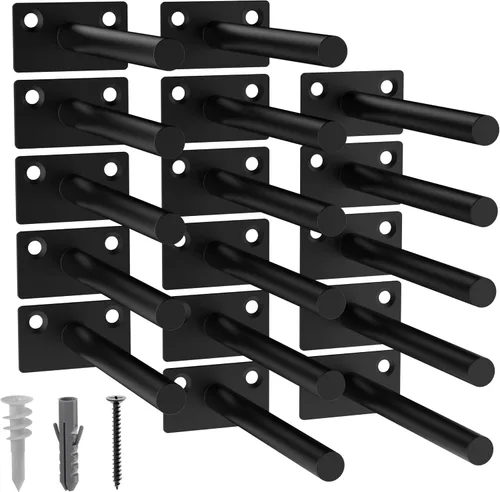 Vista 29 de 12-Pack 10 inch Floating Shelf Brackets, Hidden Shelf Bracket for Wood Negro-paquete de 12