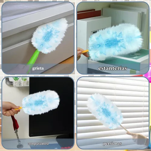 Vista 4 de Vesici 50 piezas de repuesto de plumero compatibles con Swiffer Dusters, repuesto desechable a granel grueso con 1 mango resistente para limpieza