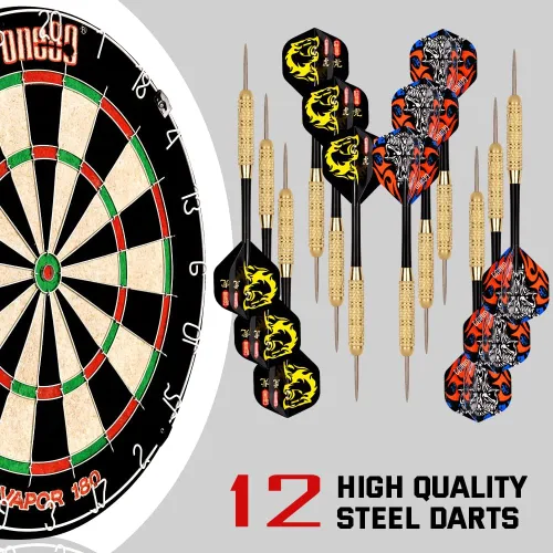 Vista 5 de ONE80 Vapor 180 Dardos de cerdas sin grapas Bullseye Steeltip Dardos Extra Vuelos