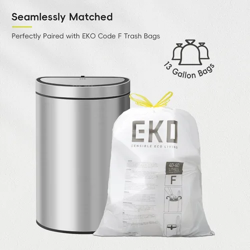 Vista 9 de EKO Mirage - Bote de basura semicircular con sensor de movimiento, de 12.4 galones, grande, automático para cocina con compartimento desodorante