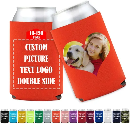 Vista 7 de Funda enfriadora de latas de cerveza personalizada Koo-zi Slim a granel, añade tu texto con imagen en una cubierta plegable de 12 onzas líquidas