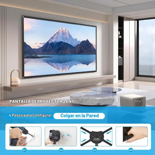 Vista 7 de Pantalla de proyector con soporte, pantalla de proyector portátil y soporte, 60 pulgadas 16:9, pantalla de proyección al aire libre, marco