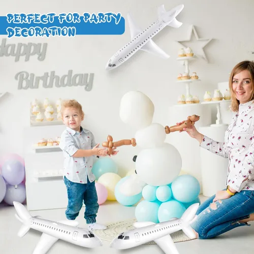 Vista 6 de Syhood 3 globos inflables grandes blancos de 40 pulgadas para decoración temática de aviación, avión inflable para fiestas al aire libre, regalos