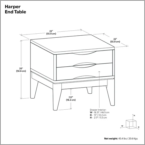Vista 13 de SIMPLIHOME Harper - Mesa auxiliar rectangular de madera maciza de 22 Negro