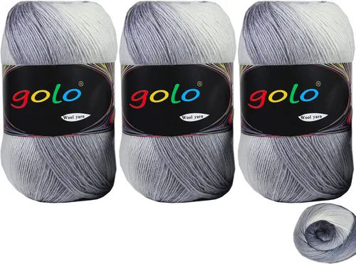 Vista 6 de Hilo de lana golo para tejer 200 yardas, hilo Cachemire multicolor arcoíris