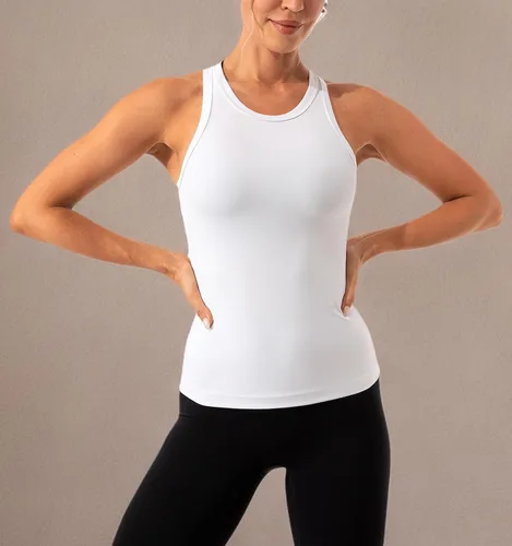 Vista 7 de Ukaste Camiseta sin mangas para mujer Studio Essential con cuello redondo y espalda cruzada para yoga
