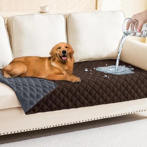 Vista 40 de Smiry Funda Impermeable para Cama de Perro Manta para Mascotas, Manta Suave y Lavable para Perros para Muebles Cama Sofá Sofá Reversible, a Cuadros