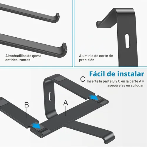 Vista 5 de OMOTON Soporte para Laptop, Soporte Desmontable para Laptop, Soporte de Aluminio para Laptop para Escritorio, Compatible con MacBook Air/Pro, Dell