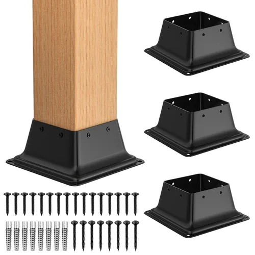 Vista 10 de FMhotu 4x4 Base de poste 2 piezas, soporte de poste de acero recubierto en polvo resistente de 3.6"x3.6" interno, adecuado para poste de madera