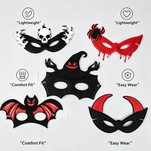 Vista 4 de Halloween Glitter Masquerade Eye Mask (5PCS)