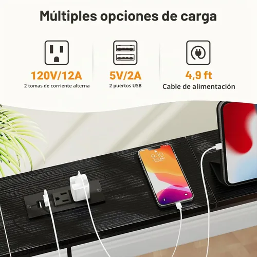 Vista 6 de ELYKEN - Mesa consola estrecha de 39.4 pulgadas con tomacorriente, mesa de sofá detrás del sofá