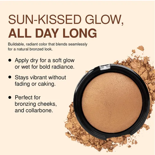 Vista 4 de Palladio Bronceador horneado, altamente pigmentado y fácil de mezclar, brillo bronceado brillante, uso seco o húmedo, dura todo el día, proporciona