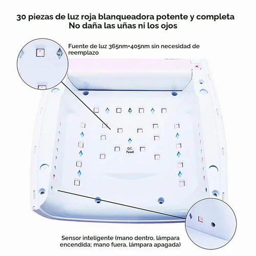 Vista 8 de Lámpara de uñas LED UV de secado más rápido, recargable de secado de esmalte de uñas, secador de uñas LED, sensor automático, luz profesional de Rosa